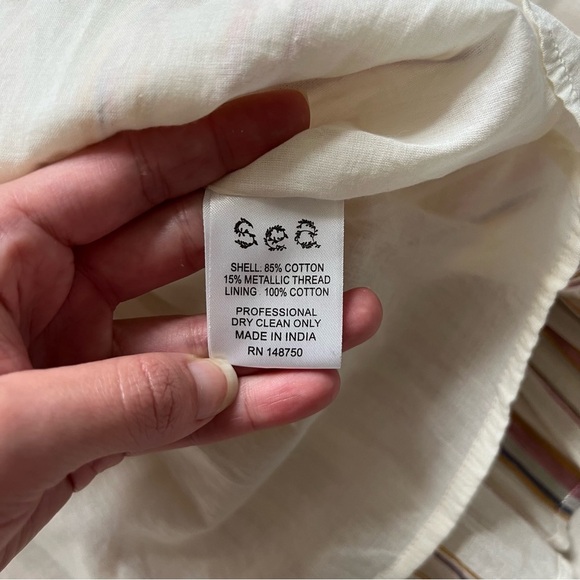 Sea New York Harriet Ruffle Metallic Shimmer Tiered Cream Dress Size 10 - Picture 11 of 13